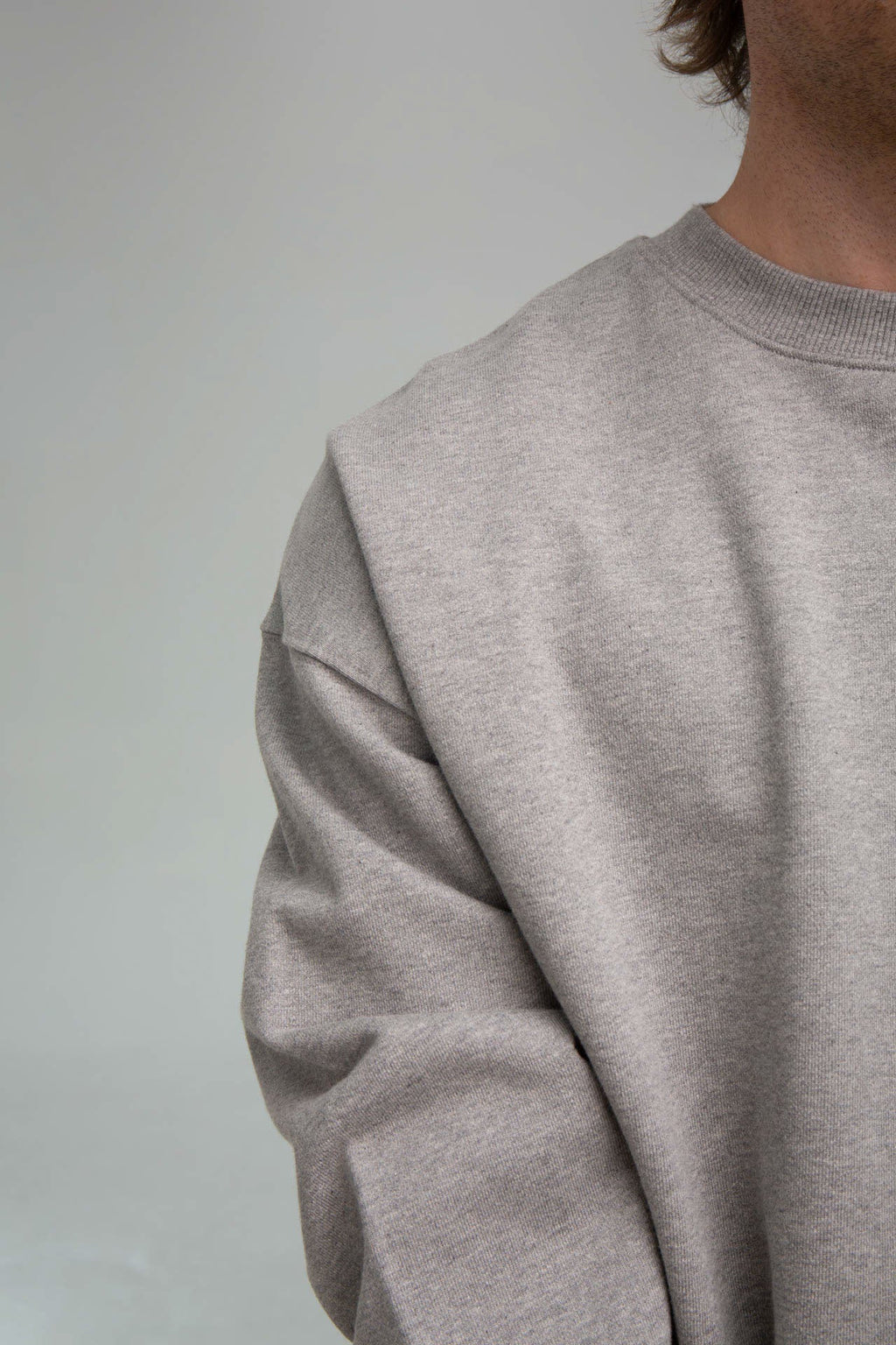 CR Logo Grey Sweater Shoulder Zoom