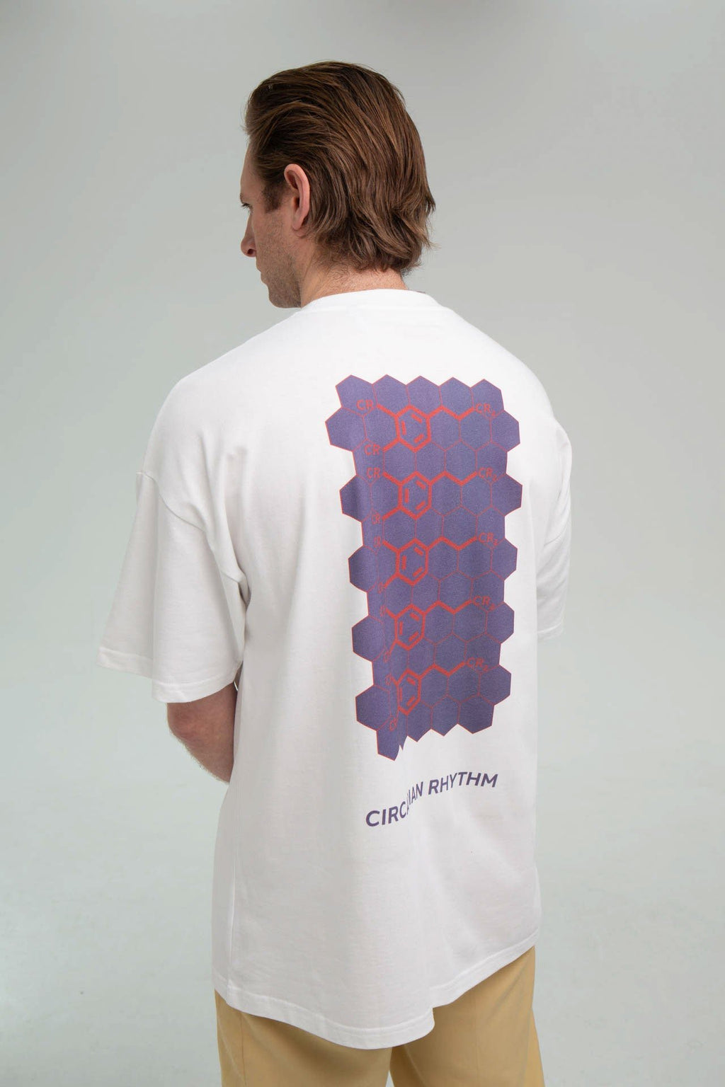 DOPA White T-shirt Blue Print Back Angle